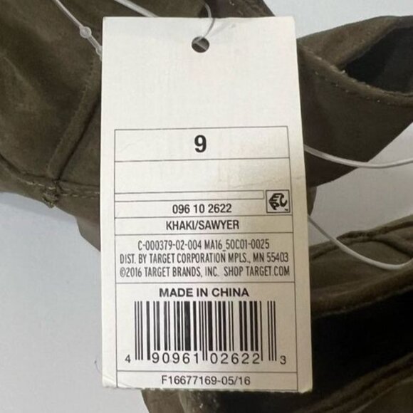 Merona Khaki Western Ankle Boots Block Heel Size 9 Faux Suede New NWT - Picture 8 of 9